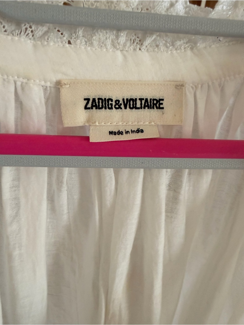 Zadig & Voltaire Theresa Cotton Lace Boho Blouse White Size L - Picture 7 of 13